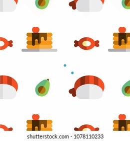 Abstract multicolored pattern with food background for fabric, textiles, clothing, wallpaper, wrapping paper, backpack, socks, bedding.