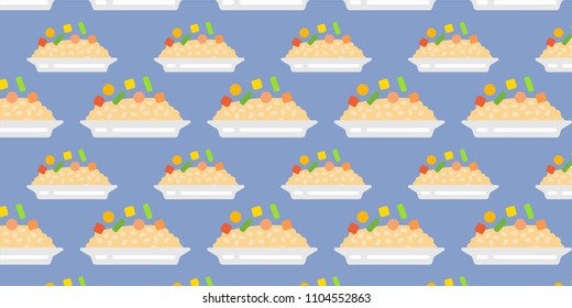 Abstract multicolored pattern with food background for fabric, textiles, clothing, wallpaper, wrapping paper, backpack, socks, bedding