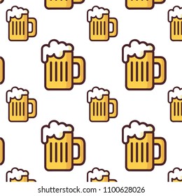 Abstract multicolored pattern with food Beer background for fabric, textiles, clothing, wallpaper, wrapping paper, backpack, socks, bedding.