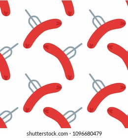 Abstract multicolored pattern with food bread sausage background for fabric, textiles, clothing, wallpaper, wrapping paper, backpack, socks, bedding.