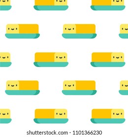 Abstract multicolored pattern with food, butter background for fabric, textiles, clothing, wallpaper, wrapping paper, backpack, socks, bedding.