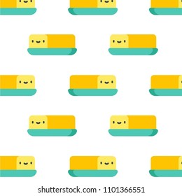 Abstract multicolored pattern with food, butter background for fabric, textiles, clothing, wallpaper, wrapping paper, backpack, socks, bedding.