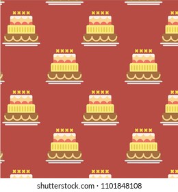 Abstract multicolored pattern with food Cakes background for fabric, textiles, clothing, wallpaper, wrapping paper, backpack, socks, bedding