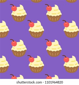 Abstract multicolored pattern with food  Cakes background for fabric, textiles, clothing, wallpaper, wrapping paper, backpack, socks, bedding
