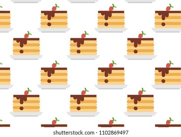 Abstract multicolored pattern with food Cakes background for fabric, textiles, clothing, wallpaper, wrapping paper, backpack, socks, bedding
