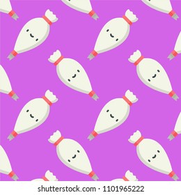 Abstract multicolored pattern with food  Cream background for fabric, textiles, clothing, wallpaper, wrapping paper, backpack, socks, bedding