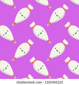 Abstract multicolored pattern with food  Cream background for fabric, textiles, clothing, wallpaper, wrapping paper, backpack, socks, bedding