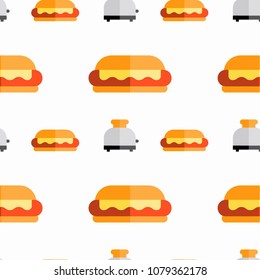 Abstract multicolored pattern with food, hamburger background for fabric, textiles, clothing, wallpaper, wrapping paper, backpack, socks, bedding.