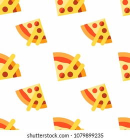 Abstract multicolored pattern with food pizza background for fabric, textiles, clothing, wallpaper, wrapping paper, backpack, socks, bedding.