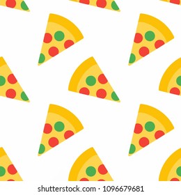 Abstract multicolored pattern with food pizza background for fabric, textiles, clothing, wallpaper, wrapping paper, backpack, socks, bedding.