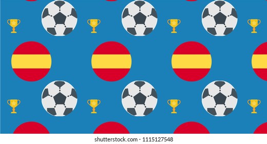 Abstract multicolored pattern with football,National flag background for fabric, textiles, clothing, wallpaper, wrapping paper, backpack, socks, bedding.