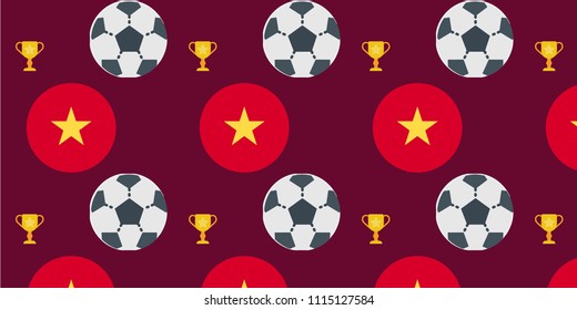 Abstract multicolored pattern with football,National flag background for fabric, textiles, clothing, wallpaper, wrapping paper, backpack, socks, bedding.