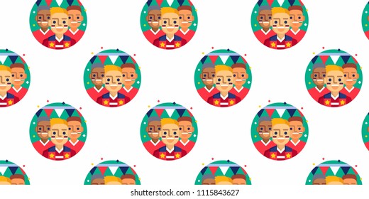 Abstract multicolored pattern with football,sport background for fabric, textiles, clothing, wallpaper, wrapping paper, backpack, socks, bedding.