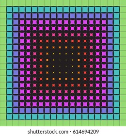 Abstract multicolored pattern from geometric shapes of different sizes, halftone