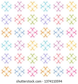 Abstract multicolored pattern in ornamental style. Seamless tileable background. Pastel colored design pattern