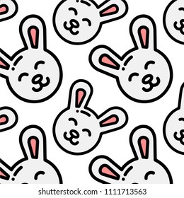 Abstract multicolored pattern with rabbit background for fabric, textiles, clothing, wallpaper, wrapping paper, backpack, socks, bedding.