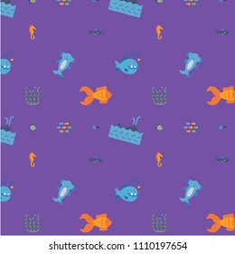 Abstract multicolored pattern with sea,fish background for fabric, textiles, clothing, wallpaper, wrapping paper, backpack, socks, bedding