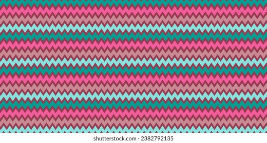 Abstract multicolored pink-blue-red background with zigzag pattern. Bright colorful vector illustration for cards, business, banners, clothing