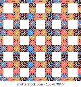 Abstract multicolored pixels squares textured background. Seamless vector pattern