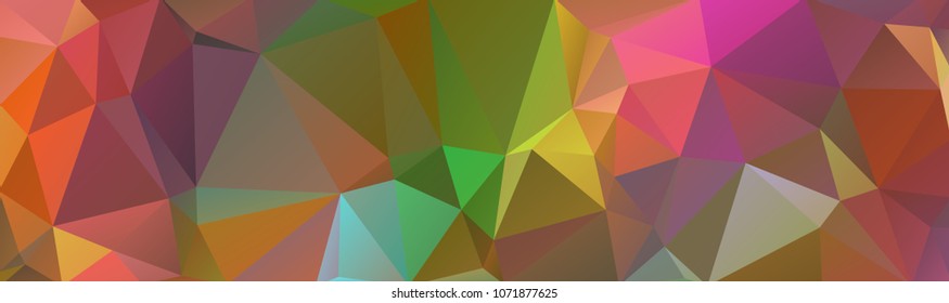 Abstract multicolored polygon, low polygon background. Transfusion of color. All the colors of the rainbow. Multicolor. Watercolor effect. Geometric Pattern Banner, long, strip, advertisement, header.