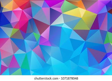 Abstract multicolored polygon, low polygon background. Transfusion of color. Geometric Pattern. Blue, pink, lilac, burgundy, saturated, multicolor, rainbow