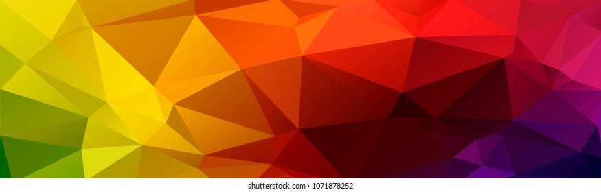 Abstract multicolored polygon, low polygon background. Transfusion of color. All the colors of the rainbow. Multicolor. Watercolor effect. Geometric Pattern Banner, long, strip, advertisement, header.