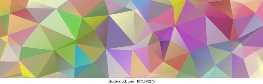 Abstract multicolored polygon, low polygon background. Transfusion of color. All the colors of the rainbow. Multicolor. Watercolor effect. Geometric Pattern Banner, long, strip, advertisement, header.