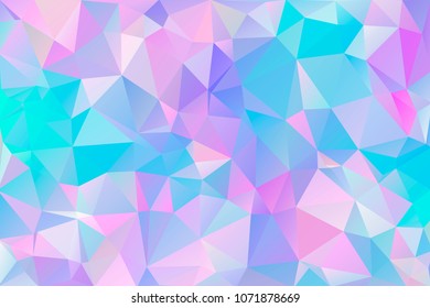 Abstract multicolored polygon, low polygon background. Transfusion of color. Geometric Pattern. Blue, pink, lilac, burgundy, saturated Light, bed