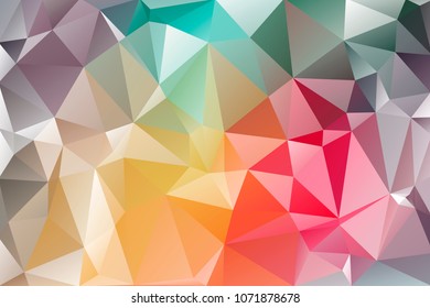 Abstract multicolored polygon, low polygon background. Transfusion of color. All the colors of the rainbow. Multicolor. Watercolor effect. Geometric Pattern