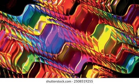 Abstract multicolored rainbow wave. Abstract wave twisted background. Close up illustration of abstract wavy background. Vector illustration.