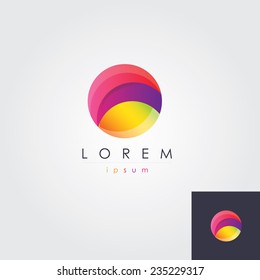 abstract multicolored  round circle letter o logo element icon for business visual identity