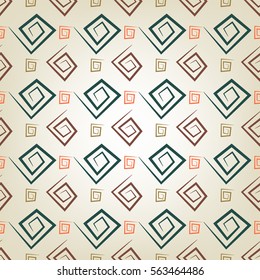 Abstract multicolored seamless background, repeating texture of square spirals, vector illustration.