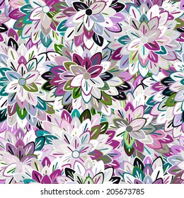 Abstract Multicolored Seamless Floral Pattern. Vector Illustration