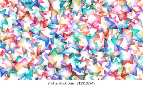 Abstract multicolored seamless pattern of overlapping transparent stars with gradient fill on a white background. Vector illustration. - Powered by Shutterstock - Get 15% off with code: PIKWIZARD15