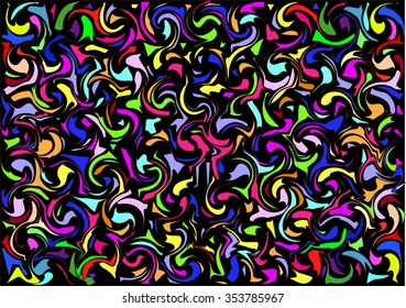 abstract multicolored shapes on a black background