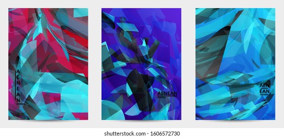 Abstract multicolored shattered glass texture. Transparent overlapping sharp particles create ice crystal digital effect. Explosion burst movement pattern. Background template random fragile motion.