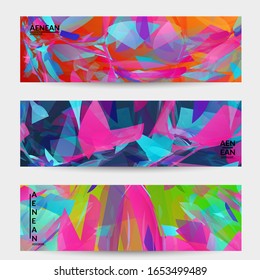 Abstract multicolored shattered glass texture. Transparent overlapping sharp particles create ice crystal digital effect. Explosion burst movement pattern. Background template random fragile motion.
