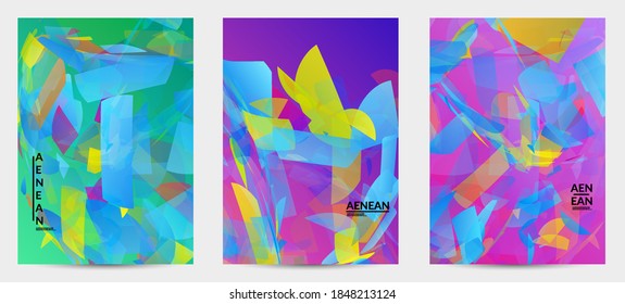 Abstract multicolored shattered glass texture. Transparent overlapping sharp particles create ice crystal digital effect. Explosion burst movement pattern. Background template random fragile motion.