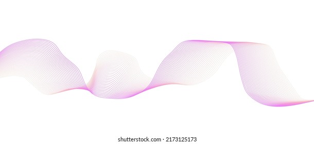 Resumen de ondas lisas multicolores sobre un fondo blanco. Ola de sonido dinámica. Elemento de diseño. Ilustración vectorial.