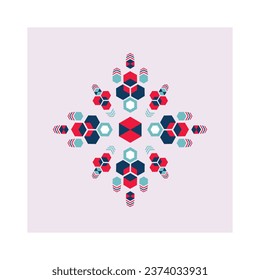 Abstract, multi-colored snowflake with a geometric pattern.Christmas symbol. Vector illustration.