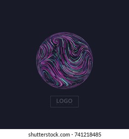 Abstract multicolored sphere with curled texture. Vector art illustration. Creative element for design