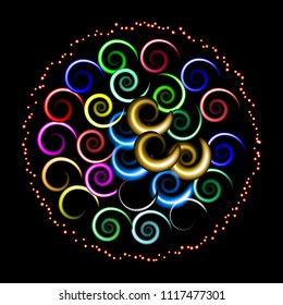 Abstract multicolored spirals. Vector illustration.