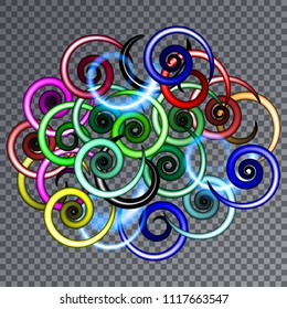 Abstract multicolored spirals. Vector illustration.