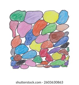 Abstract Multicolored Stone Pattern With Vibrant Hand-Drawn Crayon Texture  