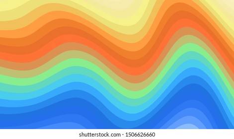 Abstract multicolored striped background with bright color wavy stripes. Decorative vector graphic pattern