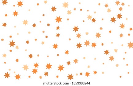 Abstract multicolored stylish background of falling stars on white paper. Pattern for Christmas and New Year card, invitation for dinner, paper packaging. Vector illustration, EPS 10.