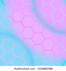 Abstract multicolored tech background with honeycomb elements. High-tech vector illustration.