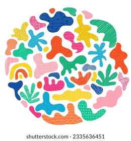 Abstract multicolored textured shapes. Set of modern graphic elements for your design.Vector illustration