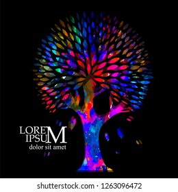Abstract multicolored tree. Vector