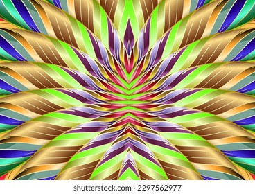 Abstract multicolored, trendy geometric background, shiny vibrant colors symmetrically distributed in a circle that attract attention